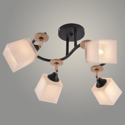Люстра XA1634B/4 BK+FGD+WOOD черный/золото 4х60W E27 d630 h270, HN25